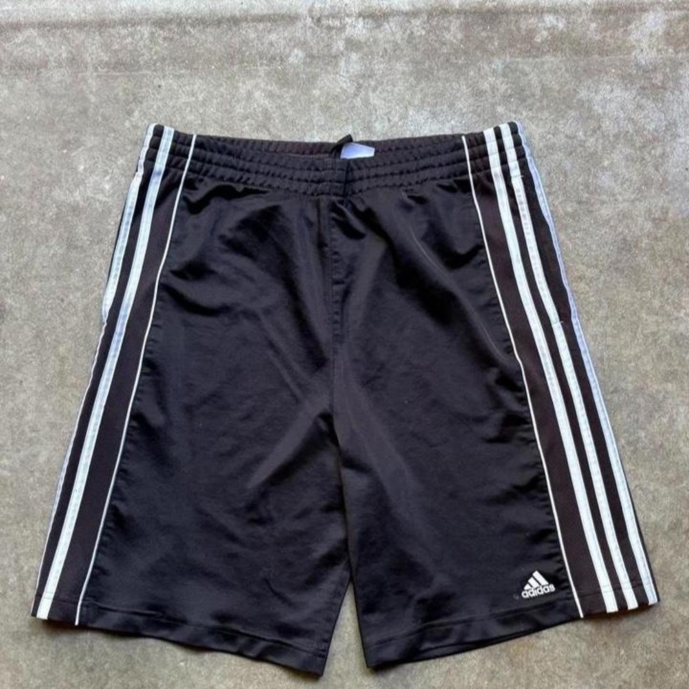 Vintage Y2K Adidas black basketball shorts with white stripes Mens Size XL